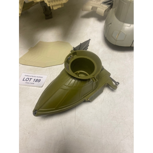 189 - Vintage Kenner Star Wars Vehicles including Millennium Falcon with Training Ball, Slave 1 and One Ma... 
