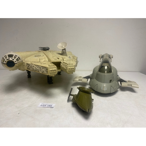 189 - Vintage Kenner Star Wars Vehicles including Millennium Falcon with Training Ball, Slave 1 and One Ma... 