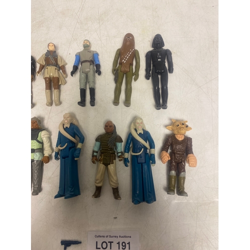 191 - Assortment of Vintage Kenner Star Wars Figures including, Chewbacca, Darth Vader, Leia in Boushh dis... 