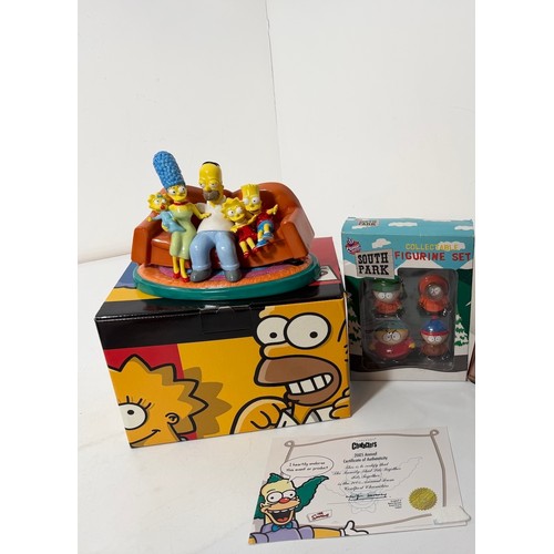 96 - Coalport Ceramic Characters The Simpsons Boxed with COA + South Park Vinyl Figures Boxed