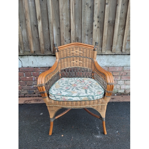 574 - Vintage Rattan and cane arm chair