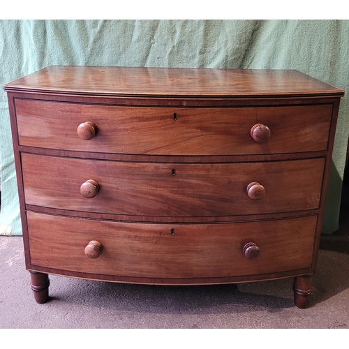 584 - 19th century Mahogany bow front chest of three drawers