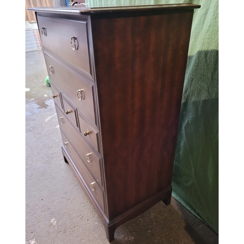 587 - Mid Century Stag Minstrel Tall Boy Chest of Drawers