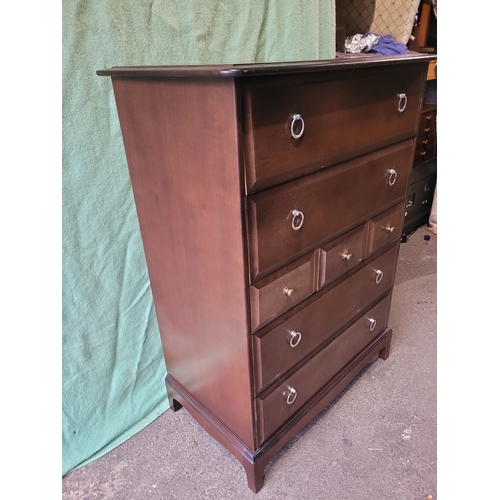 587 - Mid Century Stag Minstrel Tall Boy Chest of Drawers