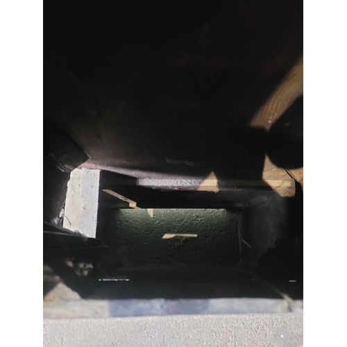 593 - Antique Hugh Knight Longcase clock with white enamel face roman numerals and hand painted religious ... 