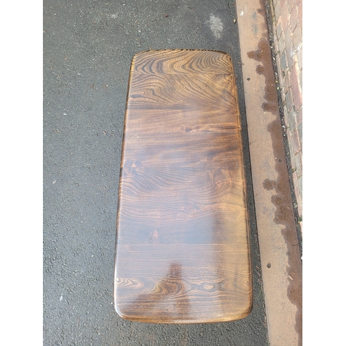596 - Mid Century Ercol Plank Dark Elm Coffee Table