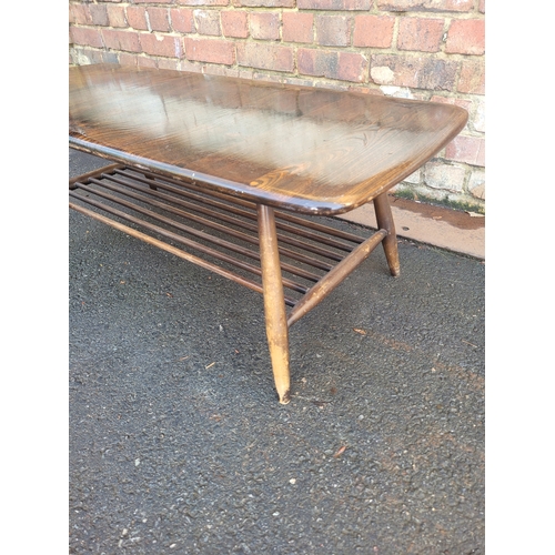 596 - Mid Century Ercol Plank Dark Elm Coffee Table
