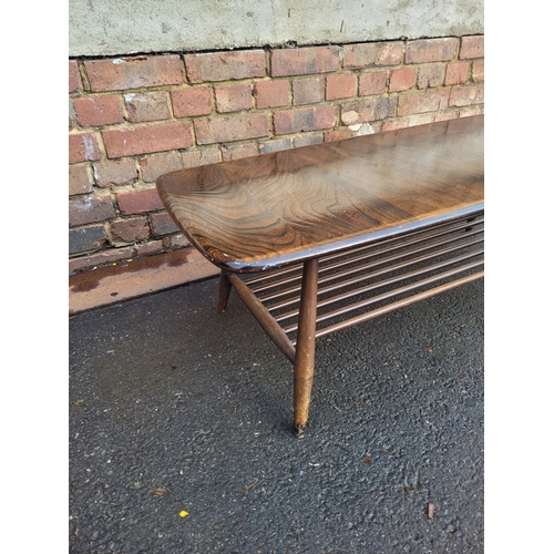 596 - Mid Century Ercol Plank Dark Elm Coffee Table