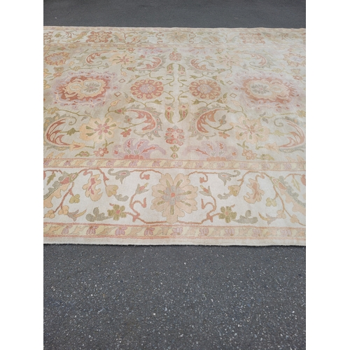 626 - Large traditional floral patterned rug with vintage colour palette Persian style 390cm x 306cm