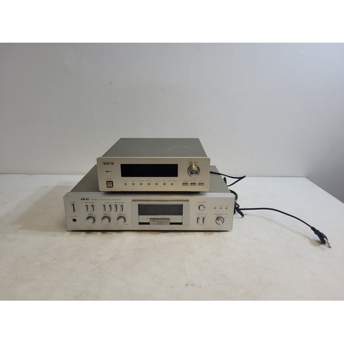 304 - Teac AM/FM stereo Tuner T-H500 and Akai stereo integrated amplifier AM-UO2
