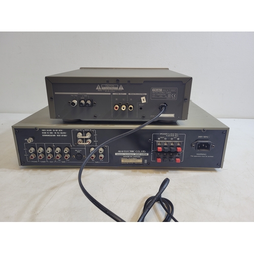 304 - Teac AM/FM stereo Tuner T-H500 and Akai stereo integrated amplifier AM-UO2