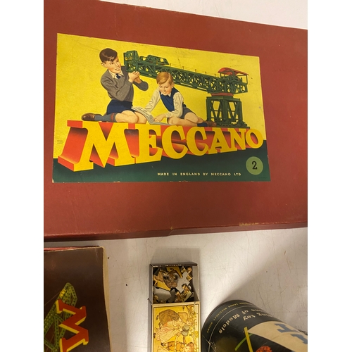 223 - Various Toys including, 2x Build it tubes, a Meccano set, Marbles, Mosiac Amusement puzzle game, Spi... 