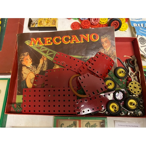 223 - Various Toys including, 2x Build it tubes, a Meccano set, Marbles, Mosiac Amusement puzzle game, Spi... 