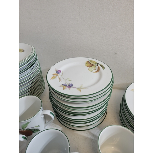 247 - Royal Worcester Evesham Plates, cups, saucers, Ramekin dishes, and tea pot