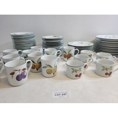 247 - Royal Worcester Evesham Plates, cups, saucers, Ramekin dishes, and tea pot