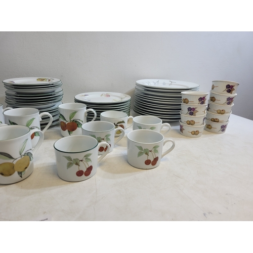 247 - Royal Worcester Evesham Plates, cups, saucers, Ramekin dishes, and tea pot