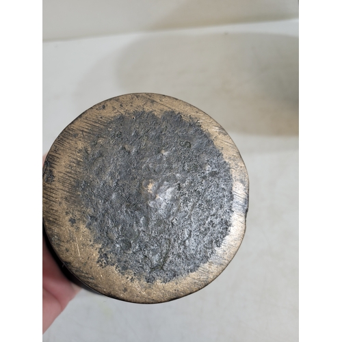 248 - Antique Brass planter and a pair of bronze mortars