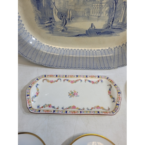 257 - Collection of China an pottery including antique serving plate Wedgewood signet gold serving plates ... 