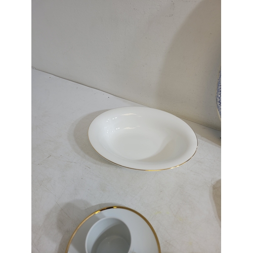 257 - Collection of China an pottery including antique serving plate Wedgewood signet gold serving plates ... 