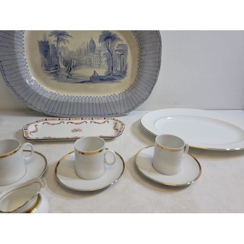 257 - Collection of China an pottery including antique serving plate Wedgewood signet gold serving plates ... 
