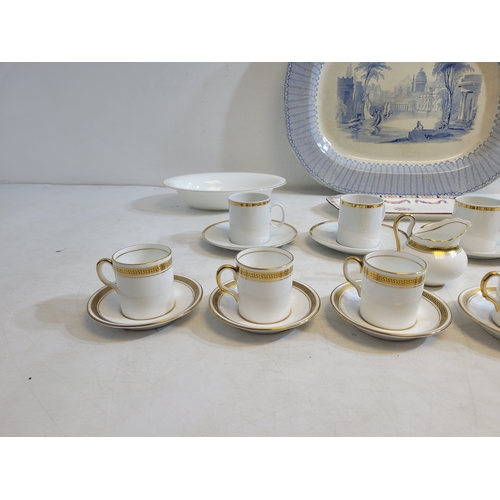 257 - Collection of China an pottery including antique serving plate Wedgewood signet gold serving plates ... 