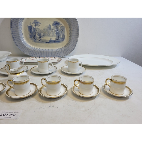 257 - Collection of China an pottery including antique serving plate Wedgewood signet gold serving plates ... 