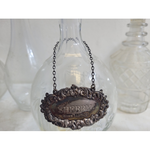 471 - collection of crystal and glass including sterling silver decanter label and a early 19th century ha... 