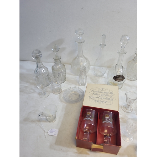 471 - collection of crystal and glass including sterling silver decanter label and a early 19th century ha... 