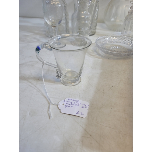 471 - collection of crystal and glass including sterling silver decanter label and a early 19th century ha... 