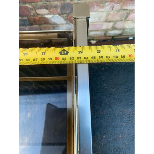 628 - 2 tier glass and chrome vintage trolley