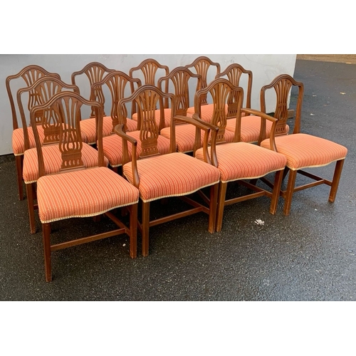 629 - Very good quality Georgian style extendable mahogany dining table and twelve Georgian Hepplewhite st... 