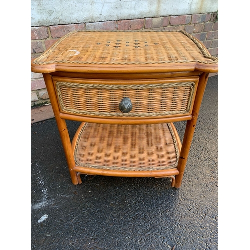 638 - Pair of Vintage cane and rattan bedside tables