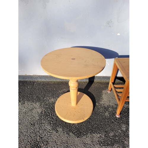 650 - Teak coffee Table and oak pedestal table