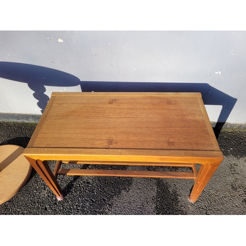 650 - Teak coffee Table and oak pedestal table
