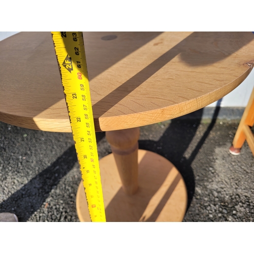 650 - Teak coffee Table and oak pedestal table