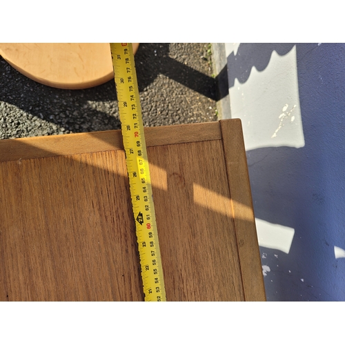 650 - Teak coffee Table and oak pedestal table