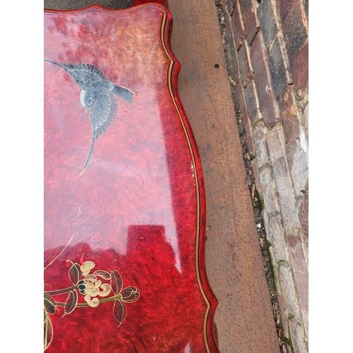 Vintage Hand painted lacquer Japanese style side tables