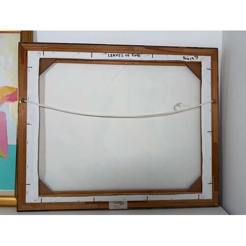 6 - Two original oil on canvas artworks by VON 'Leaves of Time' &' New Season' in gilt frames signed by ... 