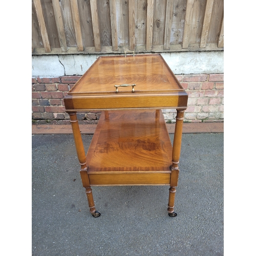 390 - Vintage Yew serving tray wheeled trolly made by E G Hudson.