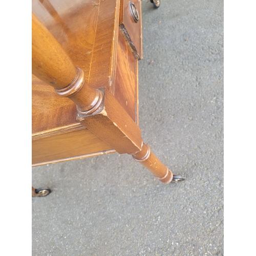 390 - Vintage Yew serving tray wheeled trolly made by E G Hudson.