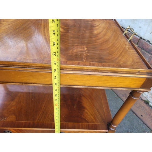 390 - Vintage Yew serving tray wheeled trolly made by E G Hudson.