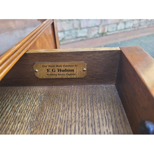 390 - Vintage Yew serving tray wheeled trolly made by E G Hudson.