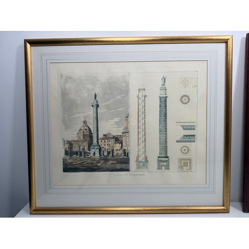 27 - Three framed architectural aquatint etchings framed  includes St Pauls Cathedral signed by artist (F... 