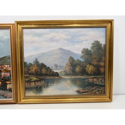 28 - Original P.Wilson Rural Lake Oil on Canvas (Framed 23.5