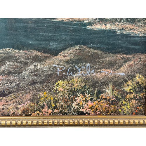 28 - Original P.Wilson Rural Lake Oil on Canvas (Framed 23.5