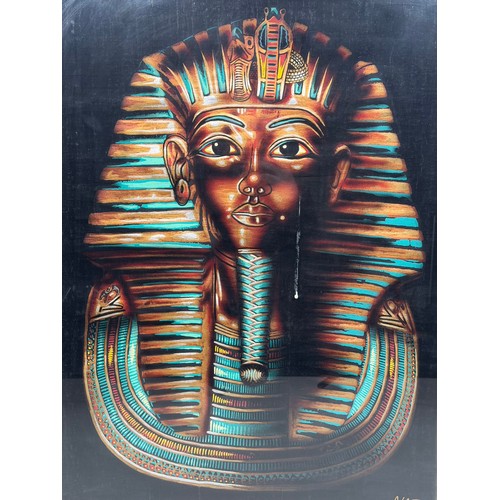 29 - Original artwork of the Mask of Tutankhamun Egyptian Papyrus Painting by Adel. F (Framed 72cm x 91cm... 
