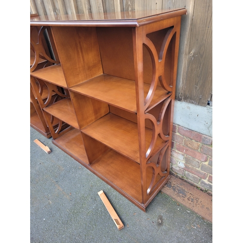 393 - Pair of fretwork vintage double bookcases