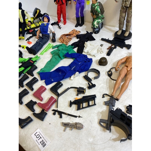 288 - Collection of action man figures and accessories Including G.I joe, Ninja Warrior, Street Combat, Dr... 