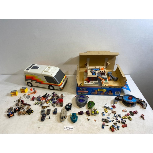 290 - Collection of micro machines including fire escape, Van city, Car wax and more