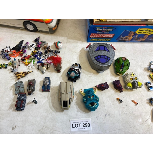 290 - Collection of micro machines including fire escape, Van city, Car wax and more